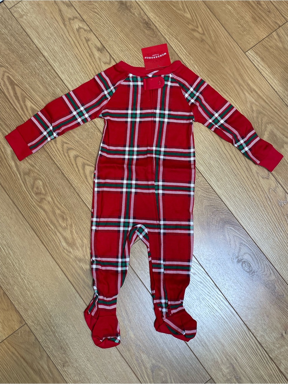 Wondershop Red Plaid Footed One-Piece Pajamas